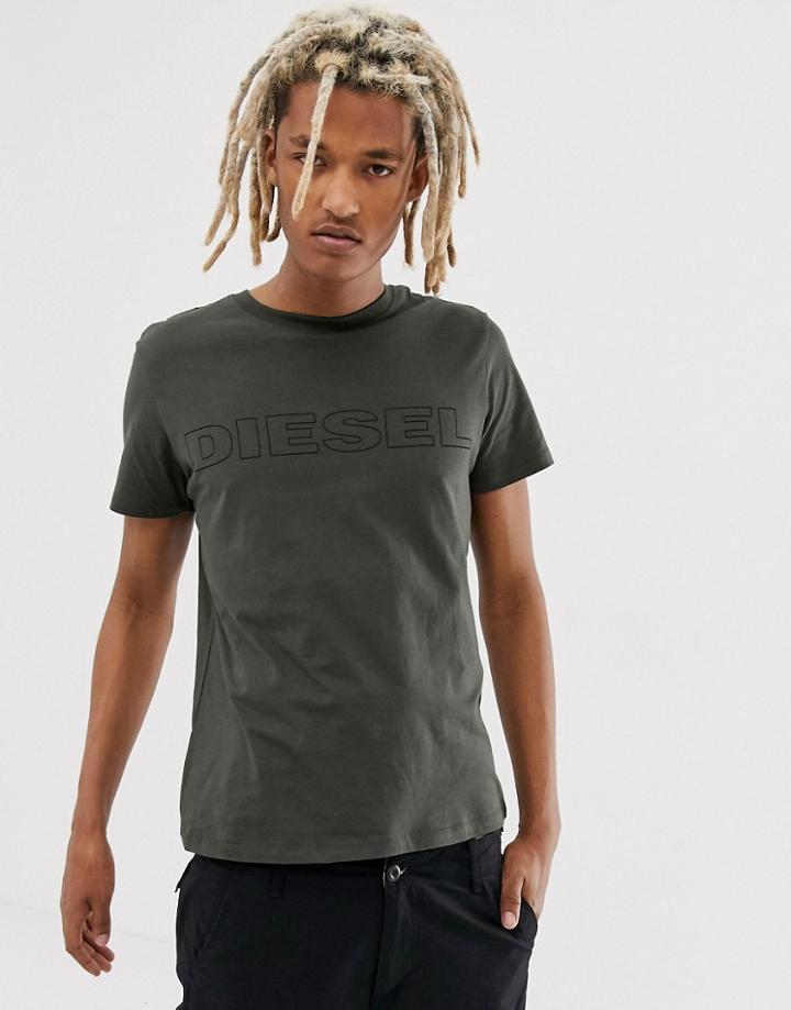 Diesel Large Logo Lounge T-shirt In Khaki - Green