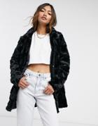 Vero Moda Curly Faux Fur Jacket In Black