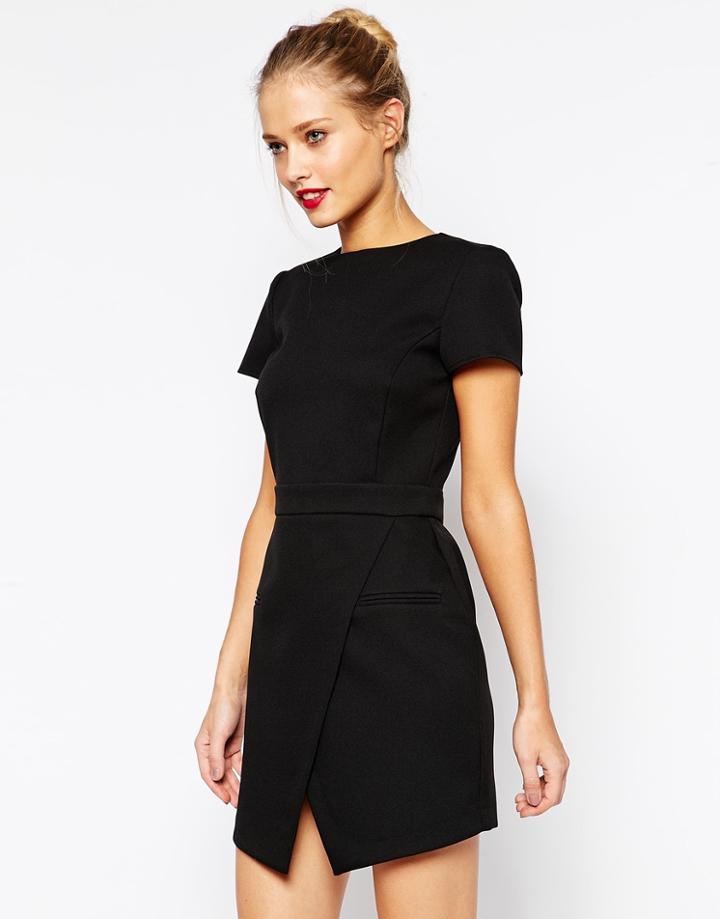 Asos Dress With Bonded Asymmetric Wrap - Black $51.00