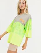 Asos 4505 Oversized Tee With Textured Neon Panel-multi