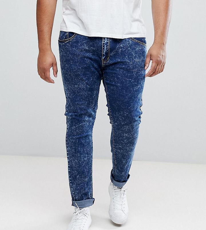 Liquor N Poker Plus Blue Acid Wash Skinny Jeans - Blue