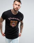 Good For Nothing T-shirt In Black With Embroidered Bear - Black