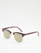 Asos Design Retro Sunglasses In Brown With Gold Frame