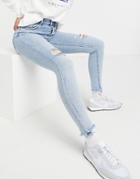 Stradivarius High Waist Skinny Jeans In Bleach Blue-blues