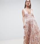A Star Is Born Petite Prom Embellished Maxi Dress In Iridescent Sequins - Pink