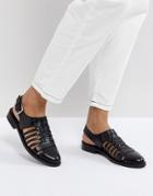 Asos Marylebone Leather Woven Flat Shoes - Black