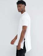 Asos Super Longline T-shirt In Trapeze Shape With Tie Sides And Splits In White - White