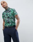 Devils Advocate Palm Print Slim Fit Shirt - Black