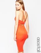 Asos Tall Plunge Neck Body-conscious Dress With Cross Back - Orange