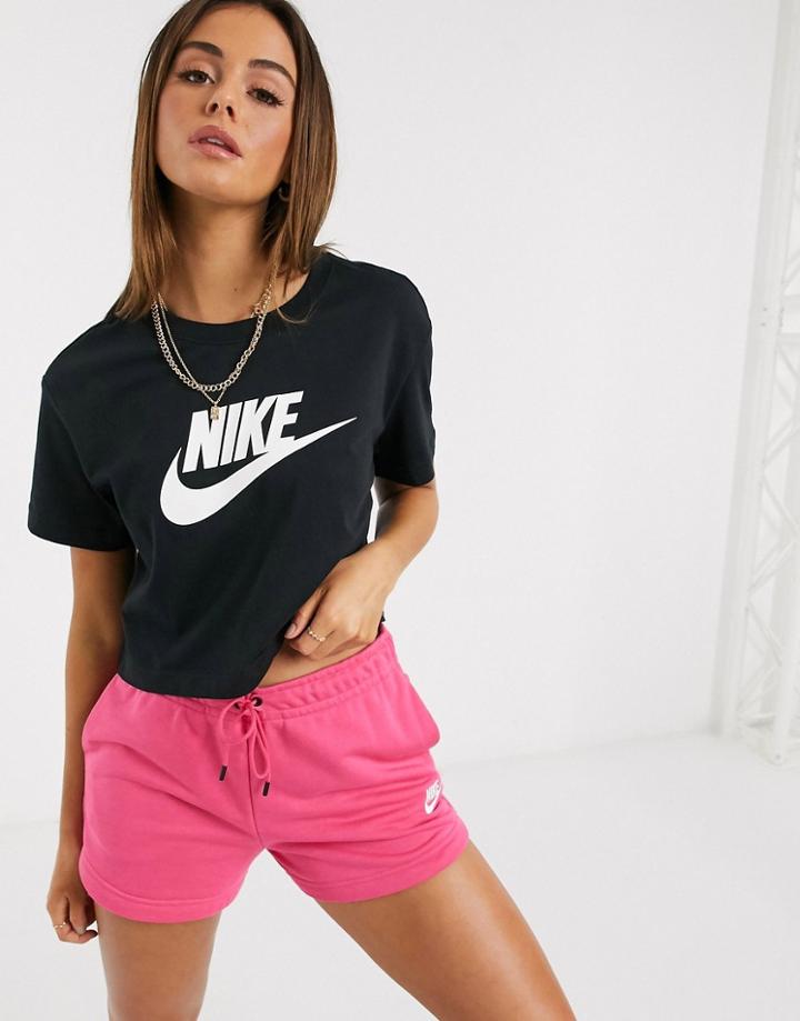 Nike Cropped Futura Logo T-shirt In Black