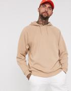 Asos Design Oversized Hoodie With Rib Detail In Beige