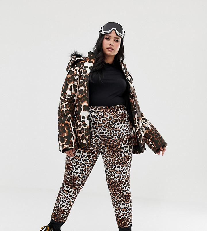 Asos 4505 Curve Ski Mix And Match Pants In Super Slim Fit In Leopard Print - Multi