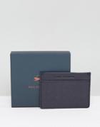 Paul Costelloe Leather Card Holder Textured In Navy - Navy