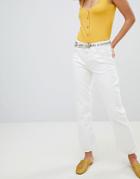 Mango Kick Flare Contrast Stitch Jeans In White - White