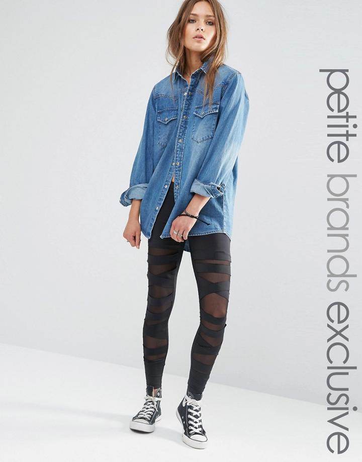 Noisy May Petite Mesh Insert Legging - Black