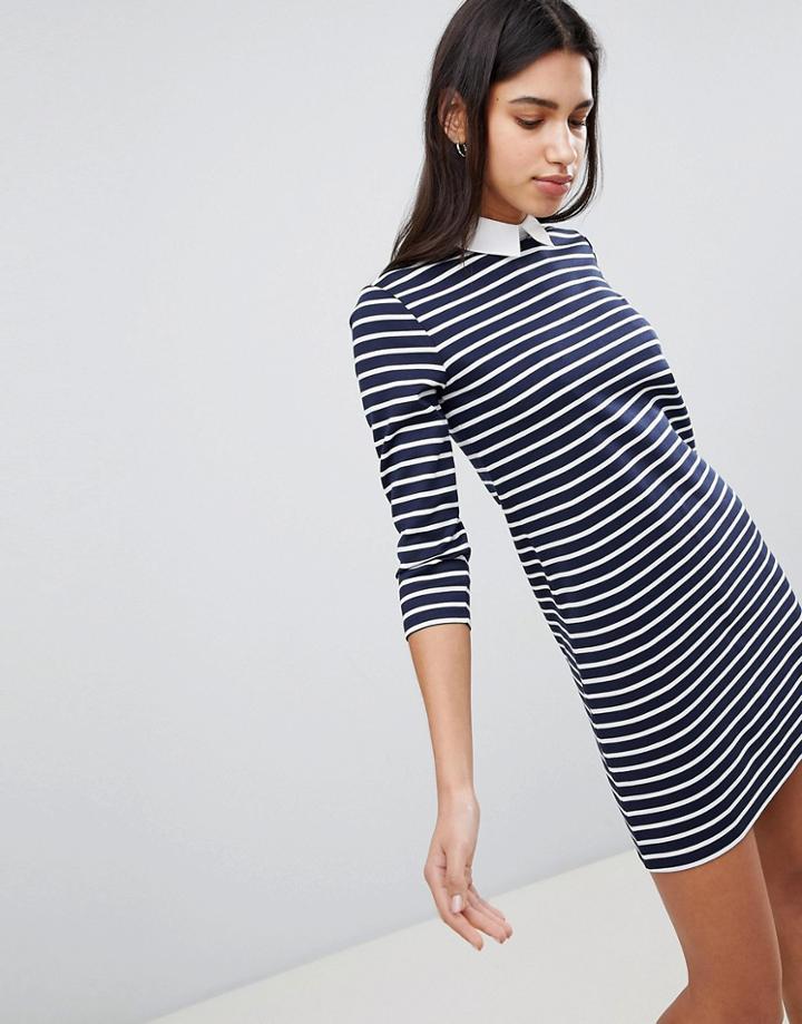 Esprit Collar Detail Stripe Dress - Multi