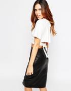 Asos Kimono Crop Top With Obi Tie And Open Back - Ivory $21.50