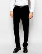Asos Slim Smart Pants In Velvet - Black