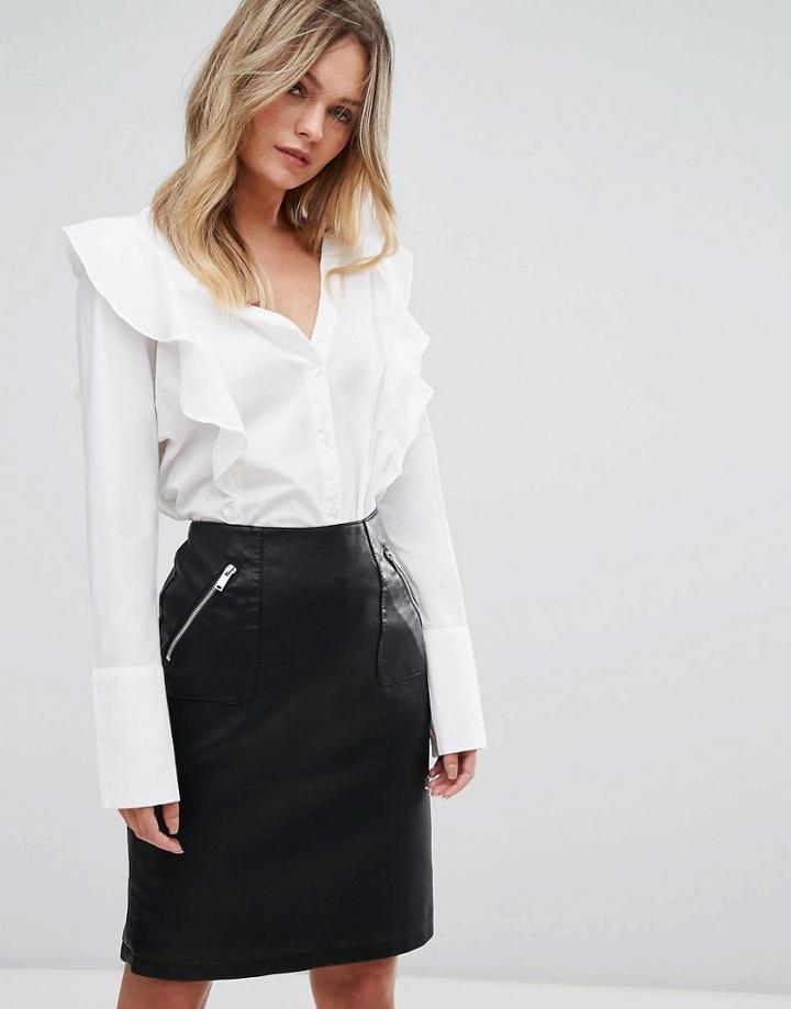 Vila Ruffle Shoulder Blouse - Green