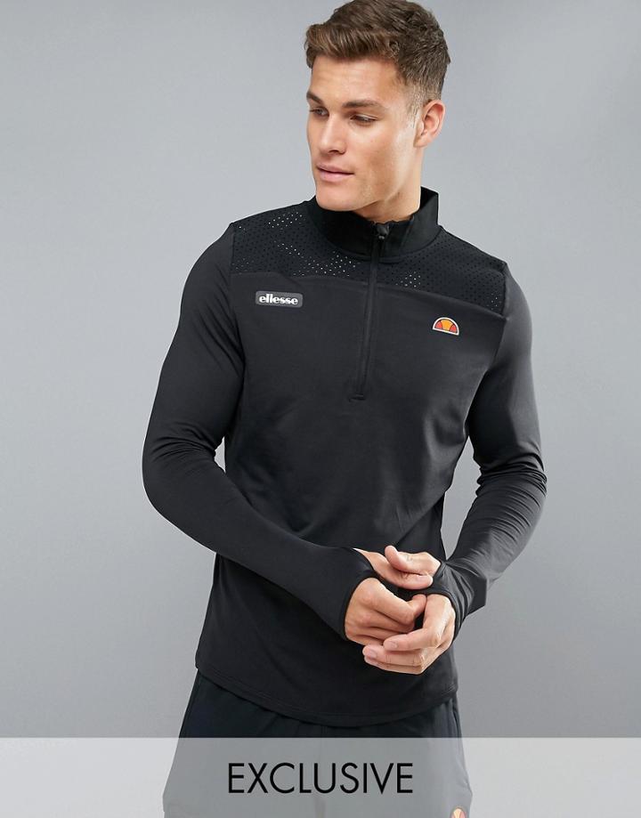 Ellesse Sport 1/4 Zip Long Sleeve T-shirt In Black - Black