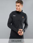 Ellesse Sport 1/4 Zip Long Sleeve T-shirt In Black - Black