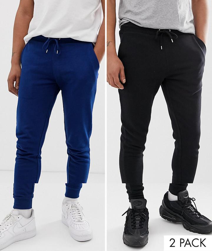 Asos Design Skinny Sweatpants 2 Packbright Navy/black-multi