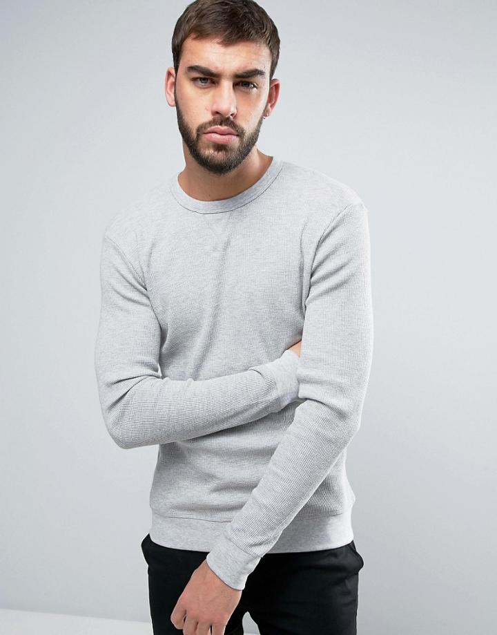 Troy Waffle Crew Neck Sweat - Gray