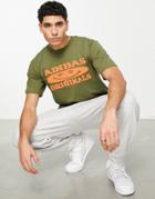 Adidas Originals Smile Graphics T-shirt In Olive-green
