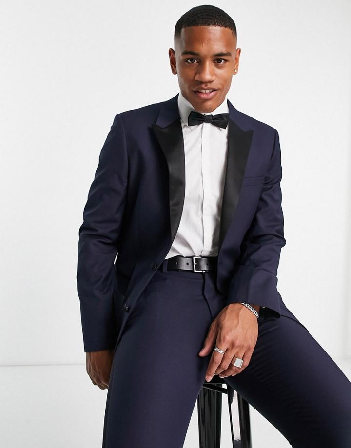 Asos Design Skinny Tuxedo In Navy Suit Jacket