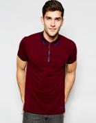 Boss Orange Polo Shirt With Contrast Collar - Burgandy