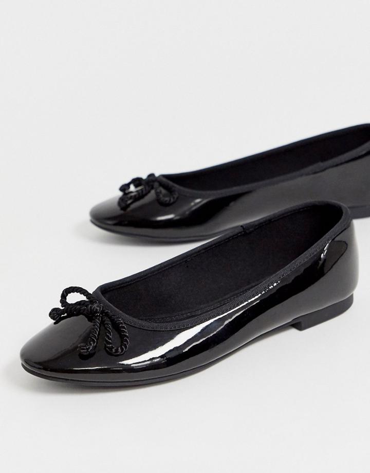 Asos Design Loretta Bow Ballet Flats In Black