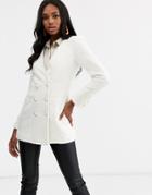 Asos Design Longline Boucle Blazer-white