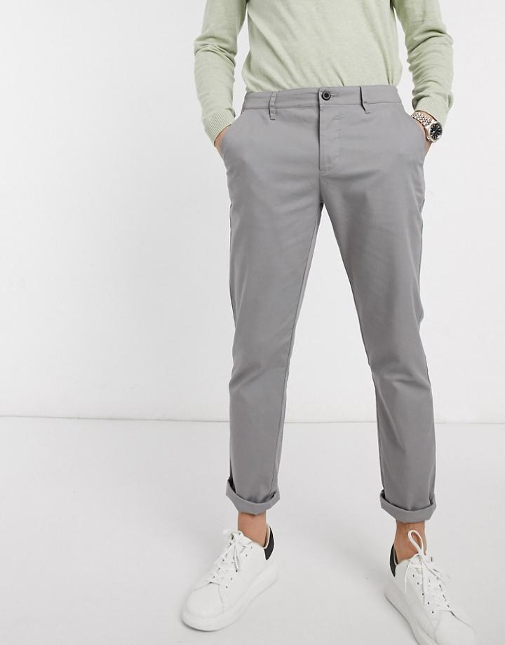 Asos Design Slim Chinos In Light Gray-grey