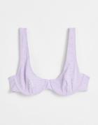 Monki Kerstin Underwired Bikini Top In Lilac Broderie-purple
