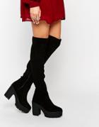 Truffle Collection Nora Platform Over The Knee Boots - Black