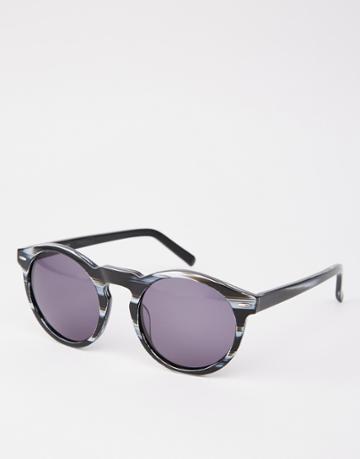 Dark Future Handmade Acetate Round Sunglasses In Black - Black