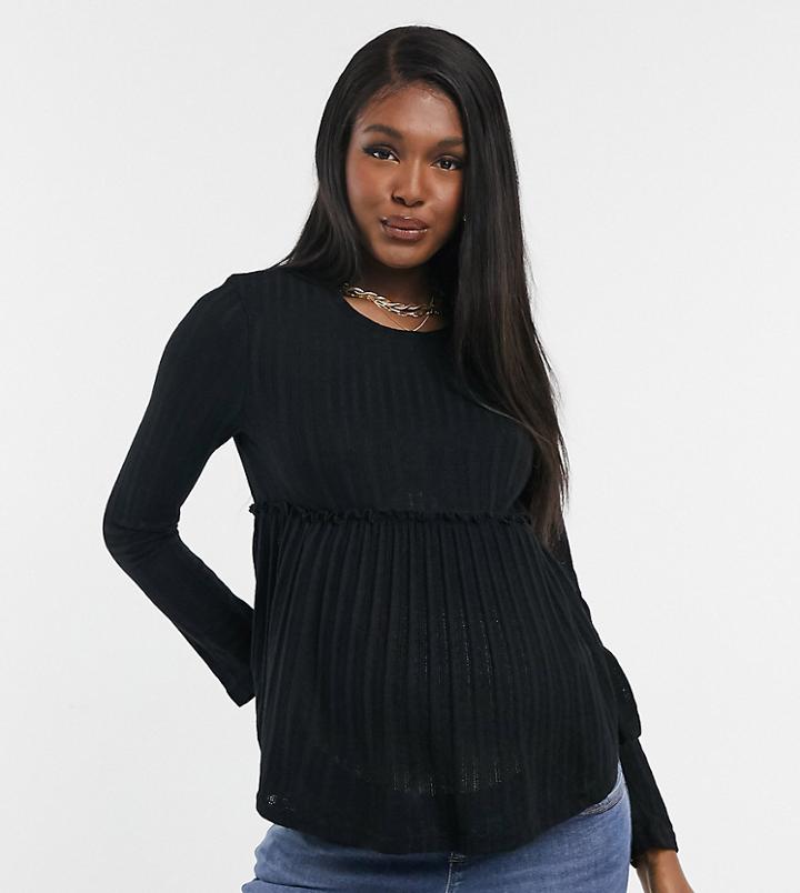 New Look Maternity Knit Peplum Top In Black