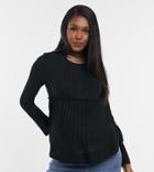 New Look Maternity Knit Peplum Top In Black