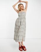 People Tree X V & A Organic Cotton Button Front Maxi Dress In Achive Floral-multi