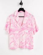 Stradivarius Marble Print Boxy Shirt In Pink