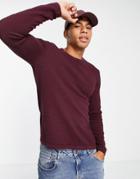 Only & Sons Textured Sweater With Crew Neck In Wine