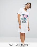Pink Clove Flamingo Print Tshirt Dress - White