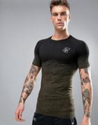 Siksilk Compression T-shirt In Fade Print With Logo - Green