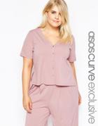 Asos Curve Tunic In Crepe With Button Front - Dusky Pink