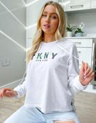 Dkny Graphic Logo Script Hoodie In White