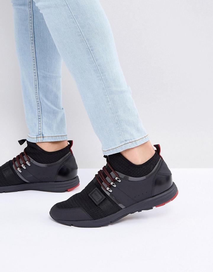 Hugo By Hugo Boss Hybrid Knitted Sneakers In Black - Black