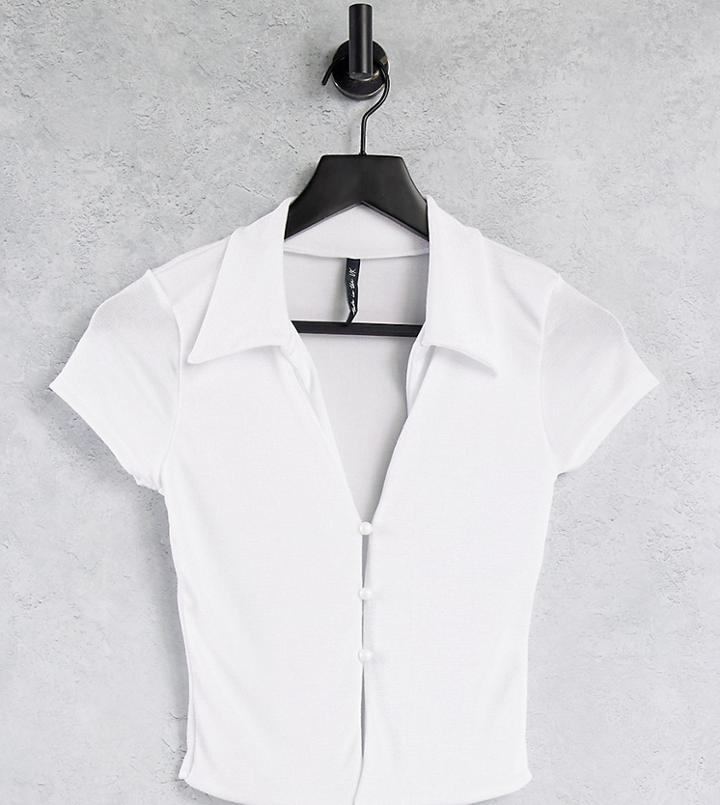 Asyou Short Sleeve Fitted Shirt In White