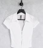 Asyou Short Sleeve Fitted Shirt In White