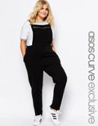 Asos Curve Overall Jumpsuit In Sweat With Zip Front - Black