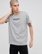 Jack & Jones Core Graphic T-shirt With Drop Curved Hem - Gray